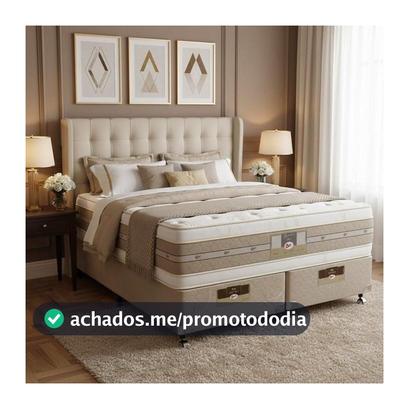 Cama Box + Colchão Castor Queen Silver Star Air Double Face Pocket 158x198x61cm