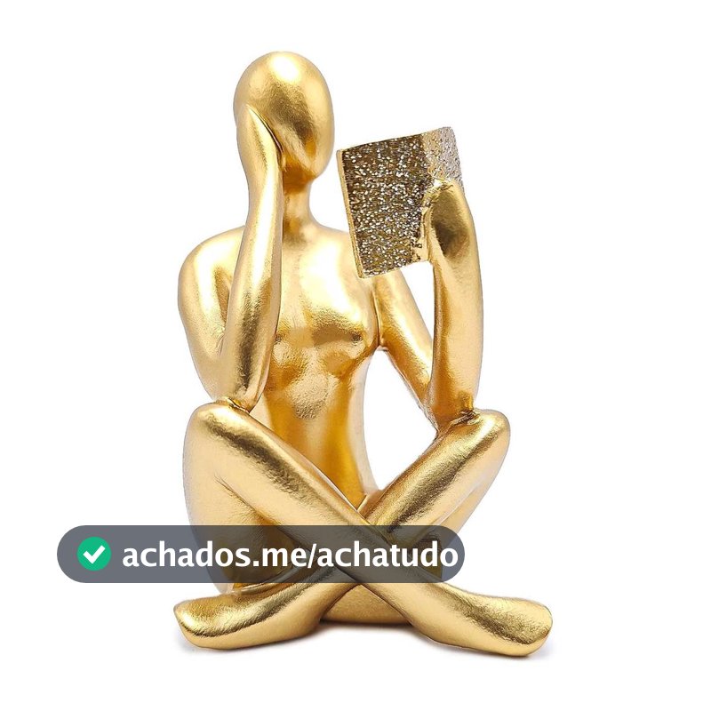 Estátua Figura Pensador Estudando Enfeite Decorativo Casa Estatueta Reflexão Mesa Escritório Decoração Luxo