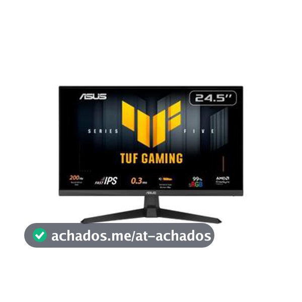 Monitor Gamer ASUS TUF 24.5", Full HD, 200Hz, 0.3ms, Fast IPS, VRR, G-Sync Comp, FreeSync Premium, HDR10, Som Integrado, Preto - VG259Q5A
