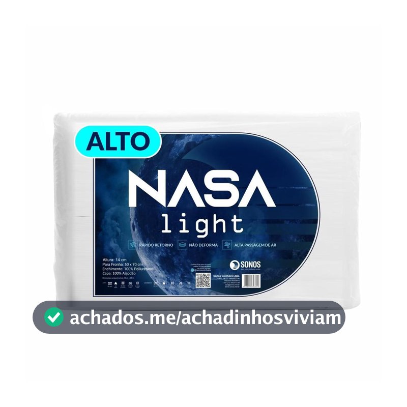 Travesseiro Sonos Nasa Light Alto 14cm de Altura - Travesseiro Comum - Magazine Vistore