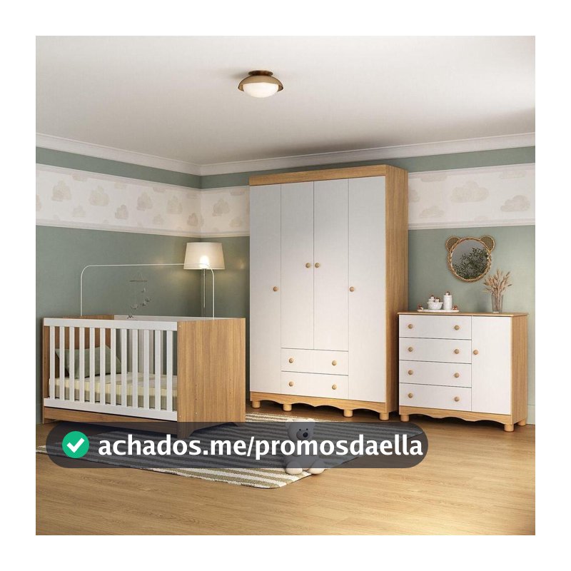 Quarto de Bebê Completo com Berço Americano 3 em 1 Colchão Incluso Dengo Multimóveis MP4600 - Quarto Infantil Completo - Magazine Moniqueglima