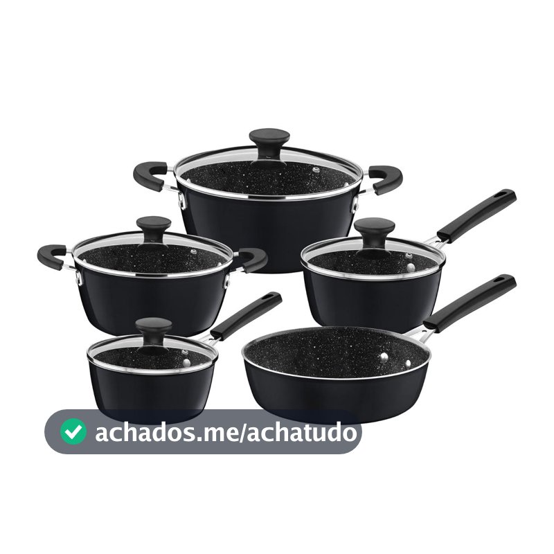 Jogo de Panelas Tramontina Revestimento Cerâmico de Alumínio Cinza 5 Peças Glenz