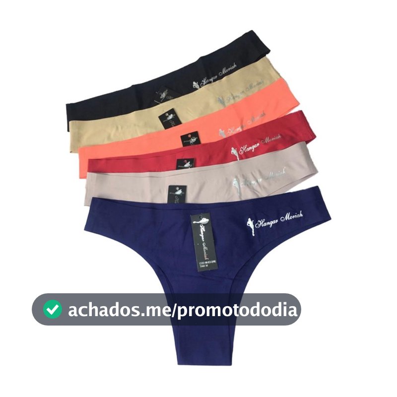Kit 6 Calcinhas Tanga Sem Costura Corte A Laser Não Marca Hangar Moriah e Amorarma
