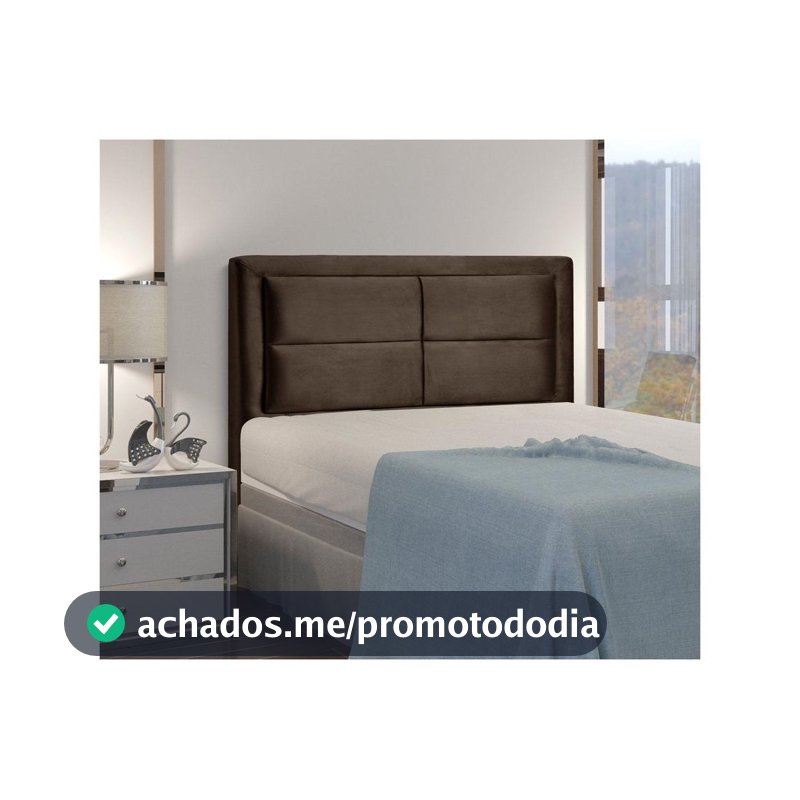 Cabeceira Casal Estofada Dobuê Movelaria Estoril Veludo Cacau