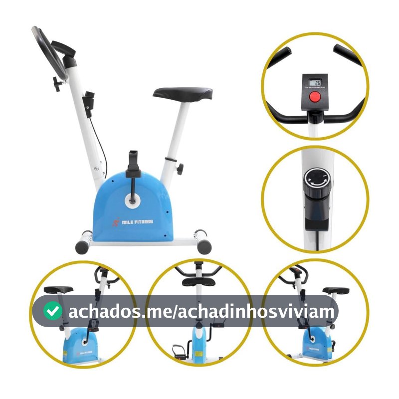 Bicicleta Ergométrica Vertical Fit 3.0 Pro Mile Fitness Azul Exercício em Casa Monitor de Desempenho Silenciosa Confortável Suporta até 120 kg