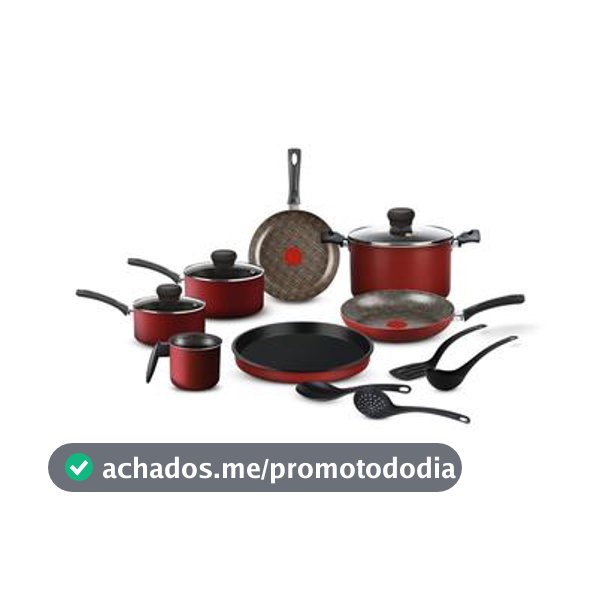 Jogo de Panelas Rochedo Antiaderente de Alumínio Vermelho 11 Peças Facilita