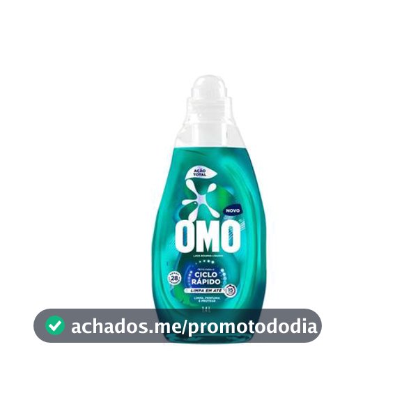 Lava Roupas Líquido Ciclo Rápido OMO Ação Total 1,4L - Sabão