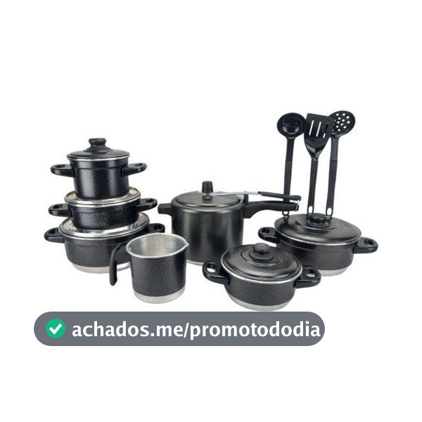 Jogo De Panelas Preto Panela De Pressão 4.5 L Kit Talher