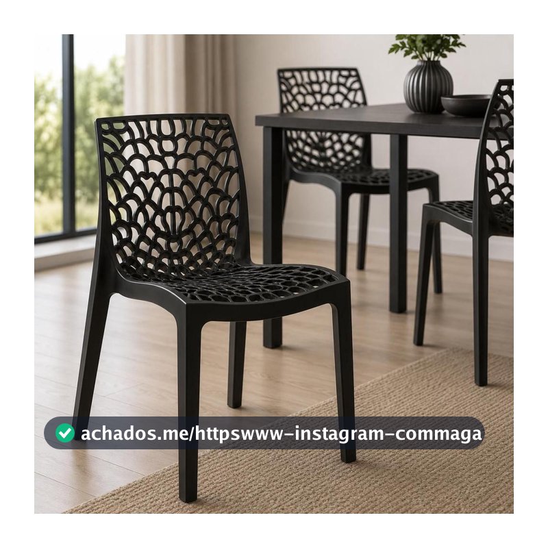 Cadeira Gruvyer Preta Design Ergonômico Polipropileno Interna Externa 140kg - EVOLUX - Móveis de Cozinha - Magazine Moniqueglima