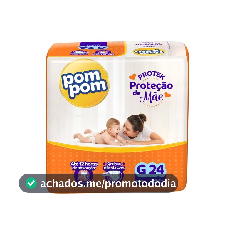 Fralda Pom Pom Protek Proteção de Mãe Jumbo G com 24un - Fralda Descartável
