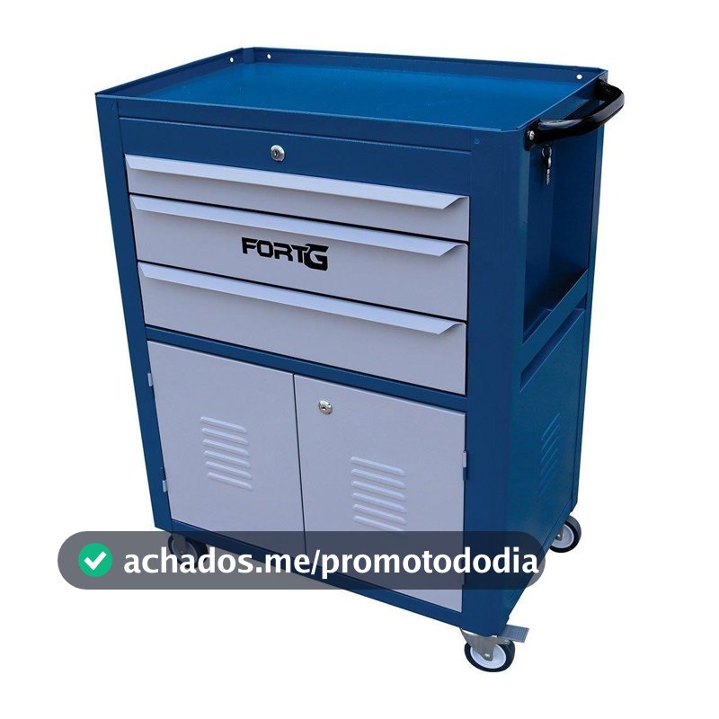 Carrinho Fechado Azul com 3 Gavetas FortG