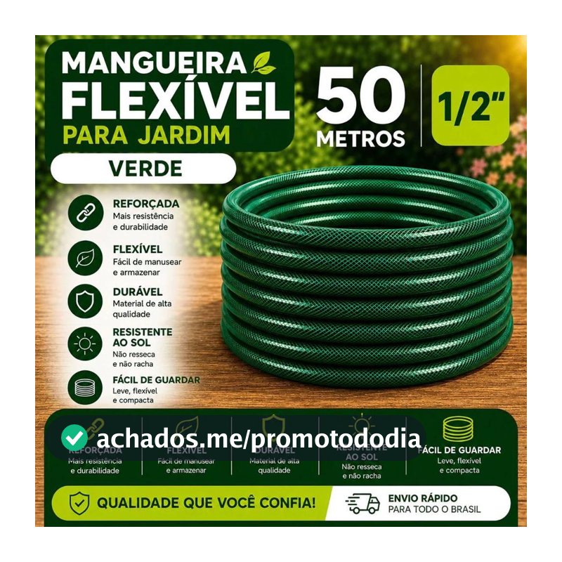 Mangueira para Jardim 50 metros Quintal Horta Trançada 1.2 Verde não dobra resistente
