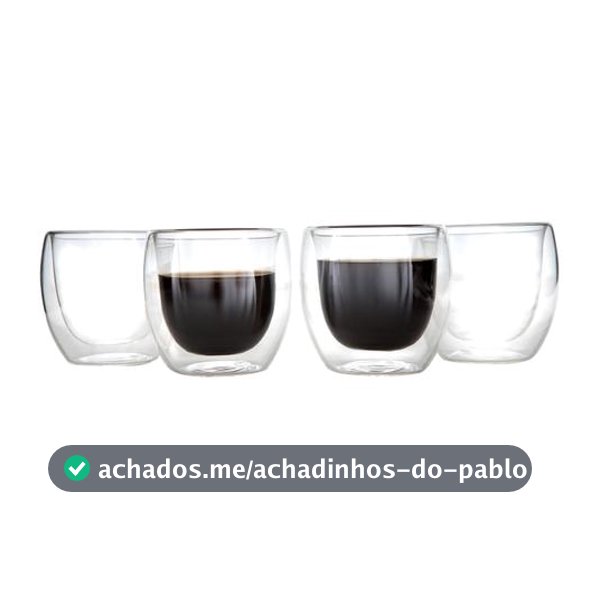 Jogo de Copos de Vidro de Café Parede Dupla 80ml 4 Peças Haus Concept Inspire