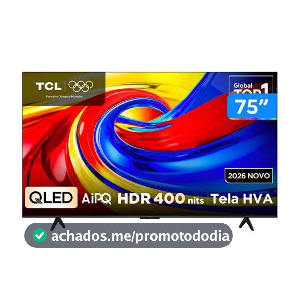 Smart TV 75" TCL 4K UHD QLED 75P7L Google TV 2026