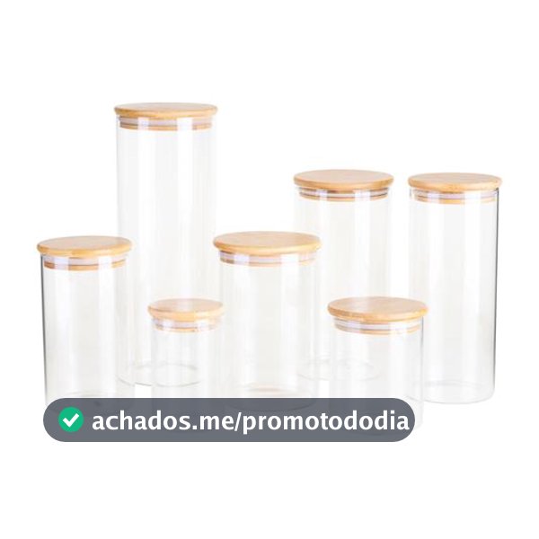 Jogo de Potes de Vidro Hermético Brinox com Tampa Redondo Ekko 7 Peças
