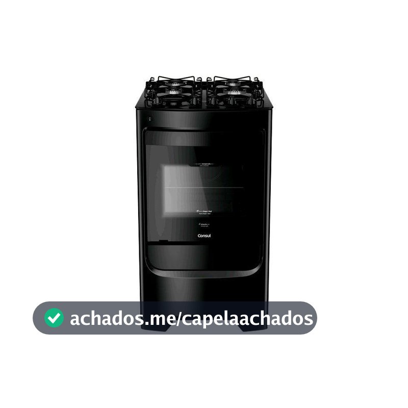 Fogão 4 Bocas Consul Preto Mesa de Vidro CFO4VBE