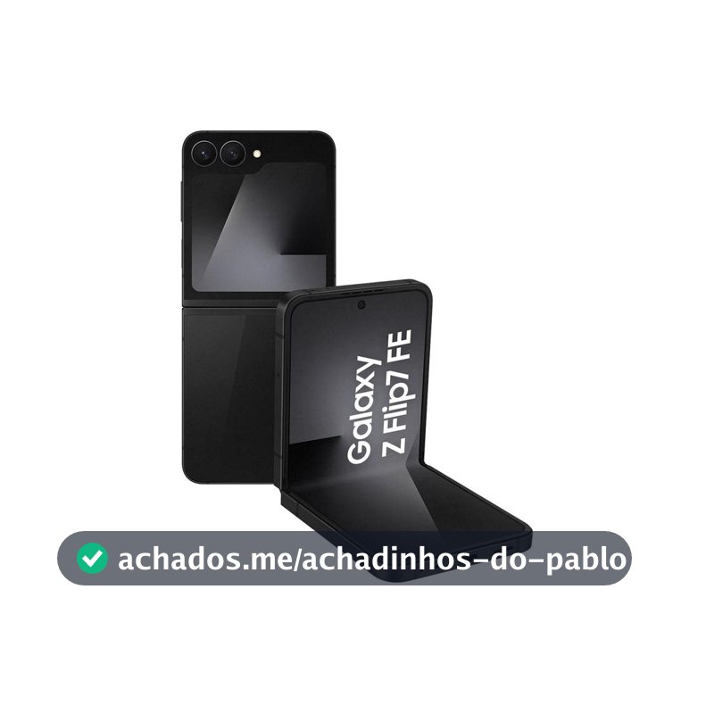 Celular Samsung Galaxy Z Flip7 FE 128GB Preto 5G 8GB RAM Tela 6,7" Câm. Dupla de 50MP Galaxy AI