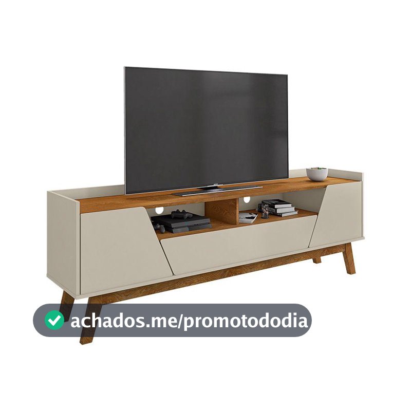 Rack Sala Florença para TV até 70 Polegadas com Pés Madeira