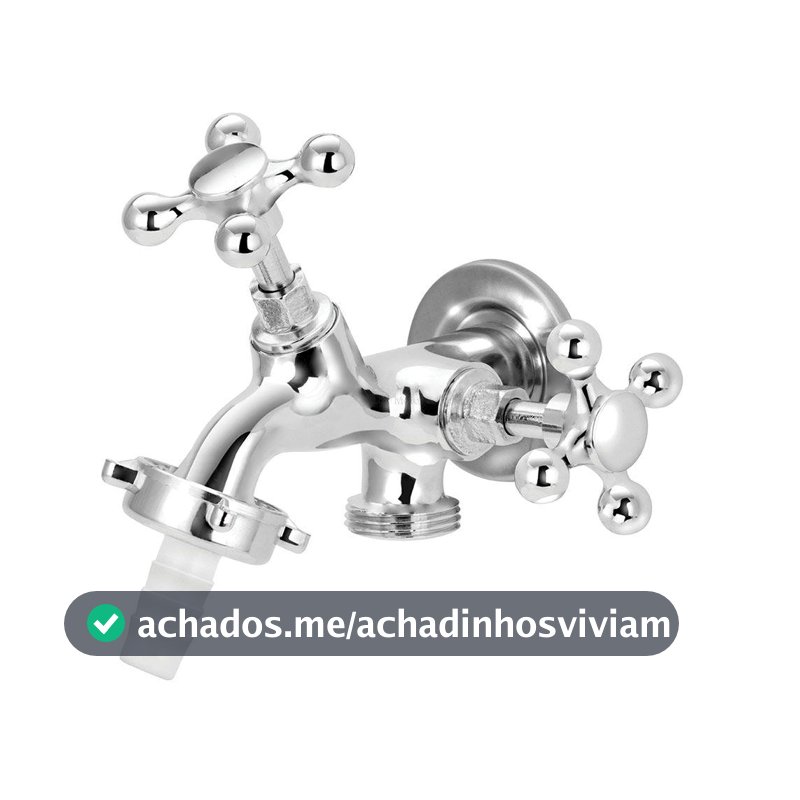 Torneira Tanque E Maquinha Metal Duas Saídas Bico 1/2 X 3/4