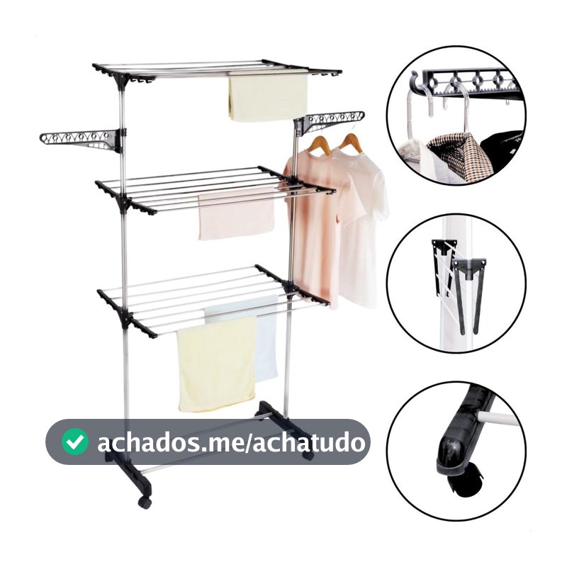 Varal DE Chao Vertical Para Roupas 3 Andares Dobravel Portatil Grande Kontuz