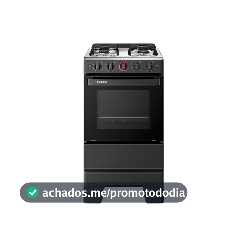 Fogão 4 Bocas Esmaltec Preto Ideal Super 4121