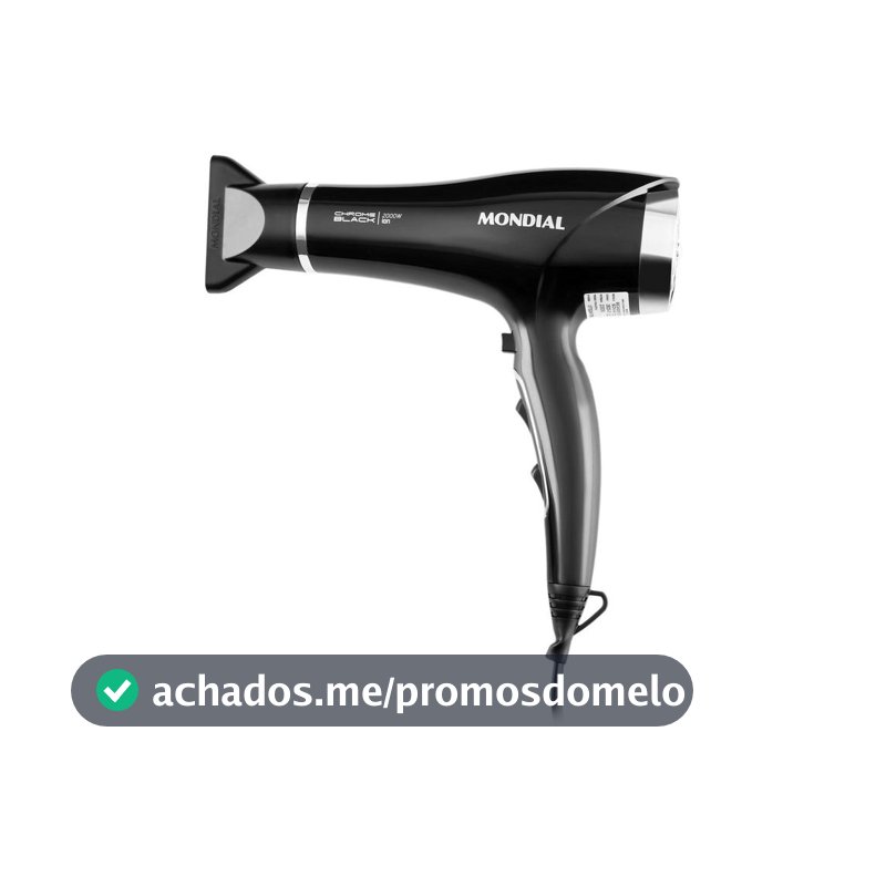 Secador de Cabelo Mondial Tourmaline Íon Preto - e Prata 2000W 2 Velocidades Chrome Black SCN-04 - Secador de Cabelo - Magazine In_2936609