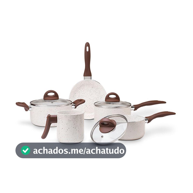 Jogo DE Panelas Brinox Antiaderente Ceramic Life 5 Pecas Smart Plus Vanilla