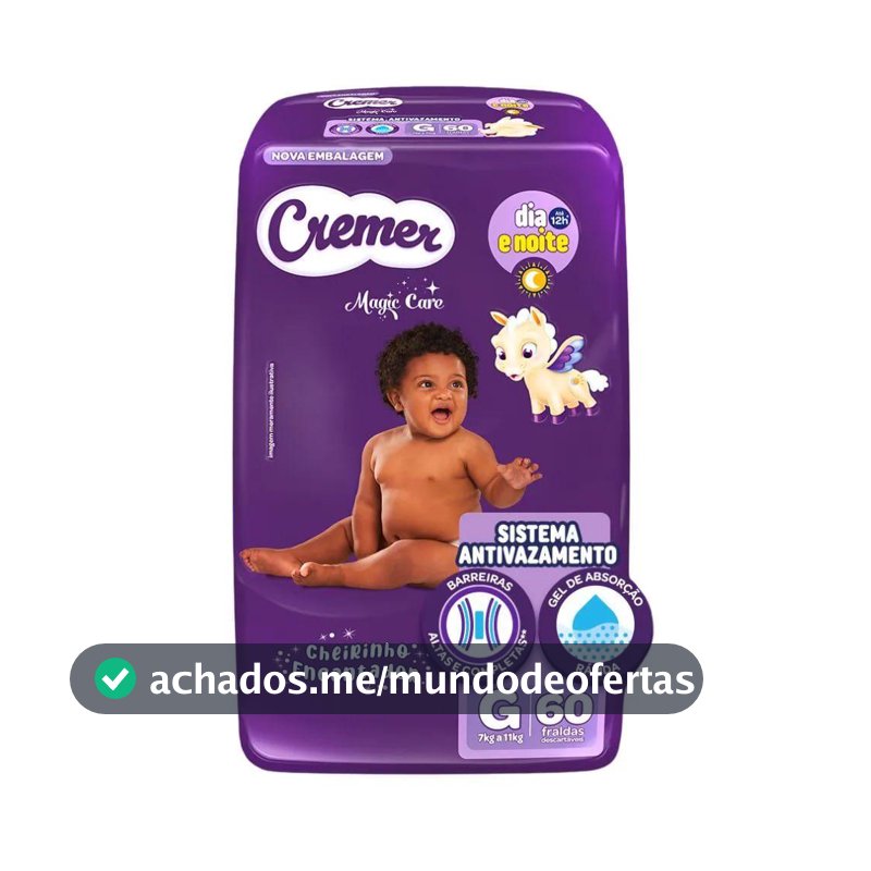 Fralda Descartável Cremer Magic Care Hiper G 60 Tiras - Fralda Descartável