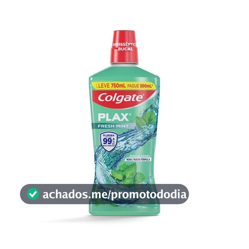 Enxaguante Bucal Colgate Fresh Mint Zero Álcool Leve 750ml Pague 500ml
