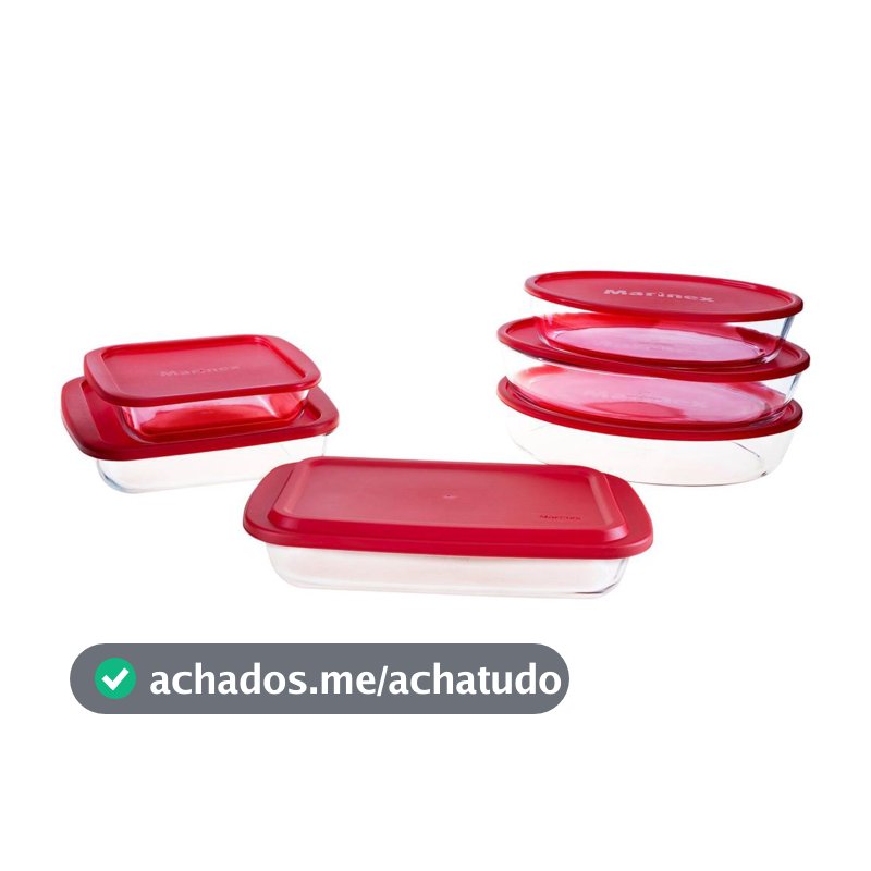 Conjunto de Assadeiras de Vidro Marinex 6 Peças