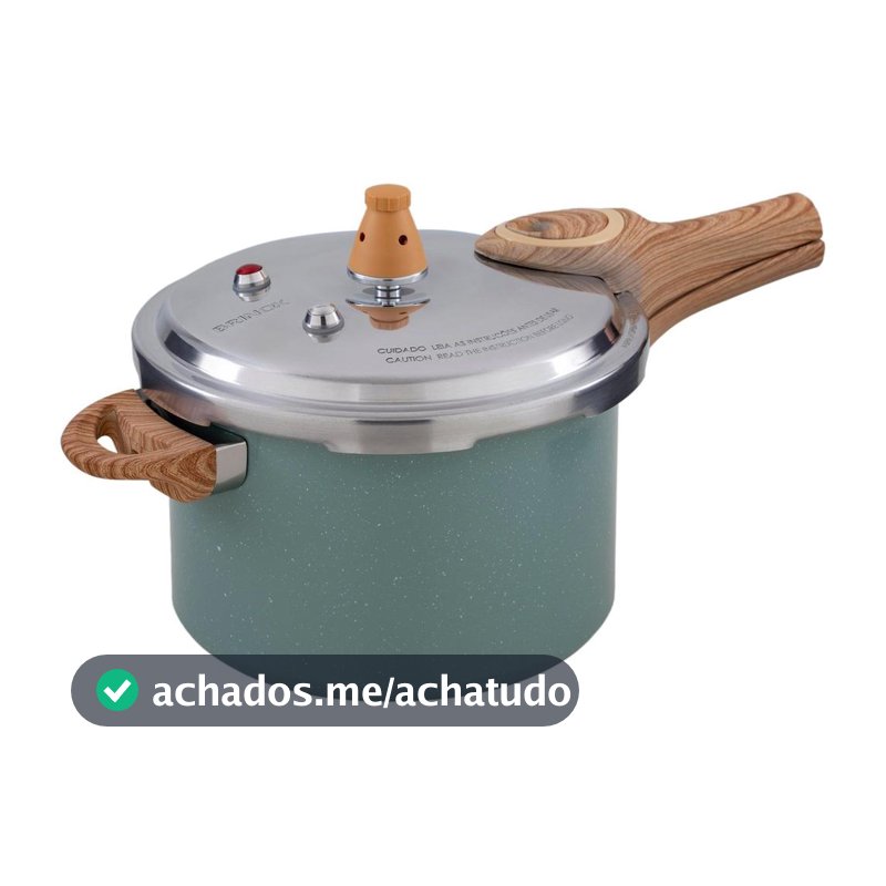 Panela de Pressão com Indução Ceramic Life Antiaderente Pressure Brinox 4,2 L Botanika cor Verde - Panela de Pressão