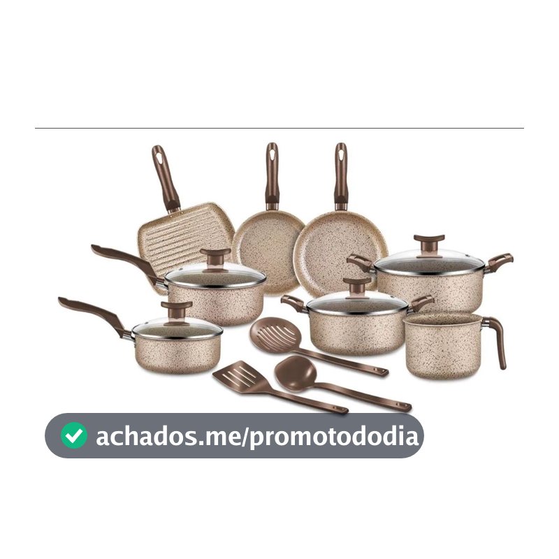 Jogo De Panela 11 Peças Antiaderente Tampa Cozinha Bianco Bianco - D'Italia - Jogo de Panelas