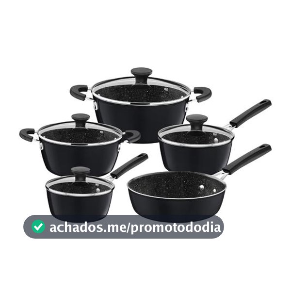 Jogo de Panelas Tramontina Revestimento Cerâmico de Alumínio Cinza 5 Peças Glenz
