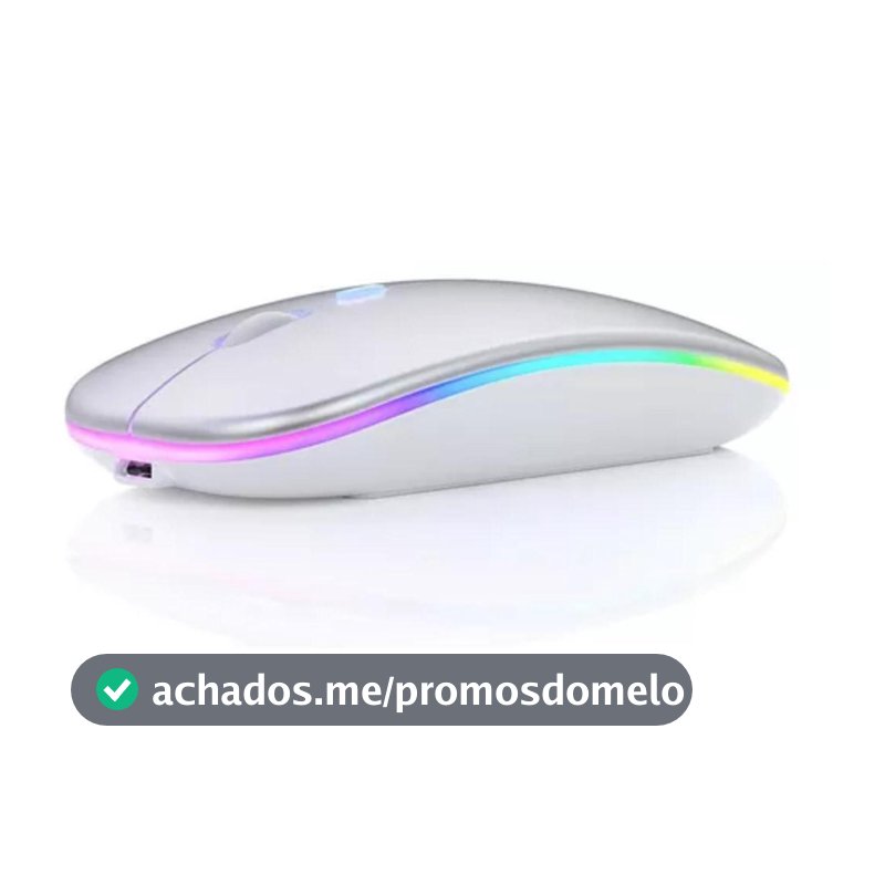 Mouse Optico Sem Fio Recarregável USB Led Rgb Wirelles Usb Note