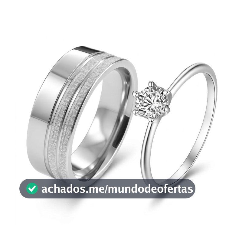 Kit Aliança de Compromisso 8mm Prata Fosca Brilhosa com Detalhes em Riscos + Solitário Pedra Branca