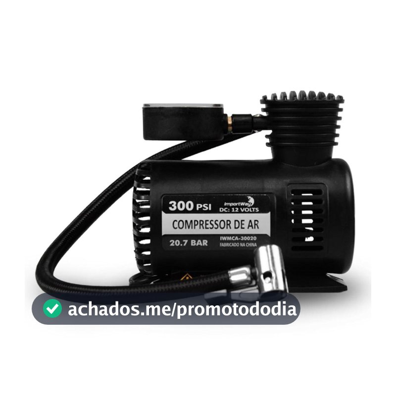 Mini Compressor Ar 300psi 12v P/ Pneu Carro Moto Bicicleta