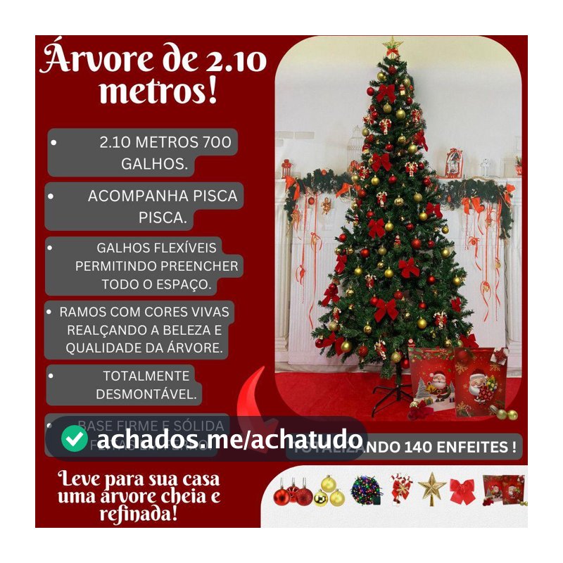 Árvore de Natal 150 cm 400 Galhos Super Cheia decorada completa Grande Luxo Decoração de Natal 2024