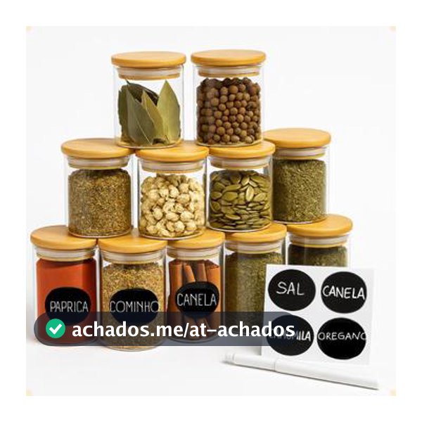 Pote de Vidro Hermetico Tampa Bambu Porta Temperos Bambu Potes Para Temperos Pote de Vidro Para Tempero 10un