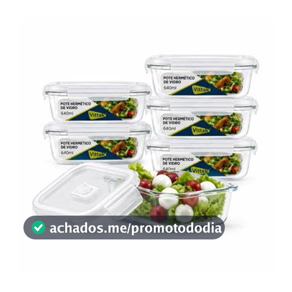 Jogo De Potes De Vidro Hermético Marmita 640ml Tampa com Válvula e Travas Borossilicato para Microondas e Freezer