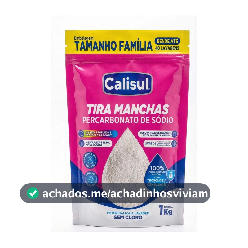 Percarbonato de sódio Calisul Puro TIRA MANCHAS Roupas Brancas e Coloridas 1 kg - Tira Manchas