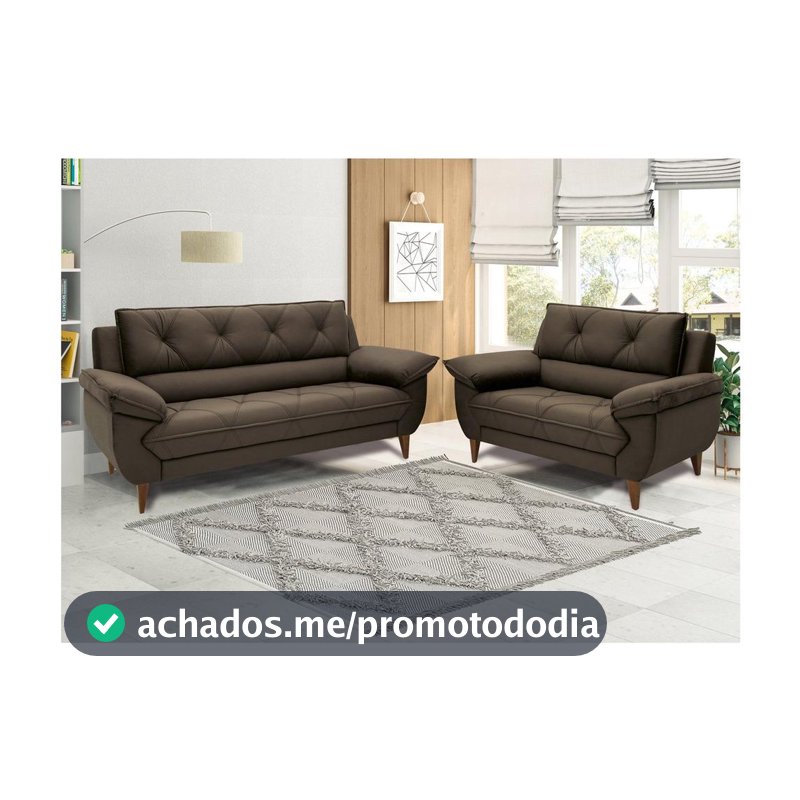 Conjunto de Sofás 2 e 3 Lugares Malbec Linoforte