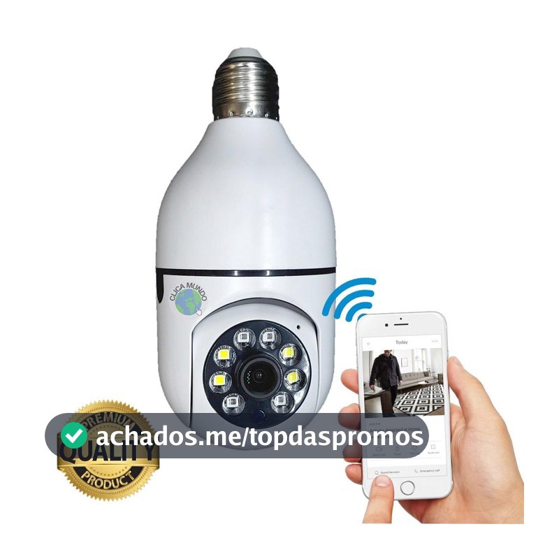 Camera Segurança Panoramica Lampada E27 Wifi Espia Com Rastreio de Movimento