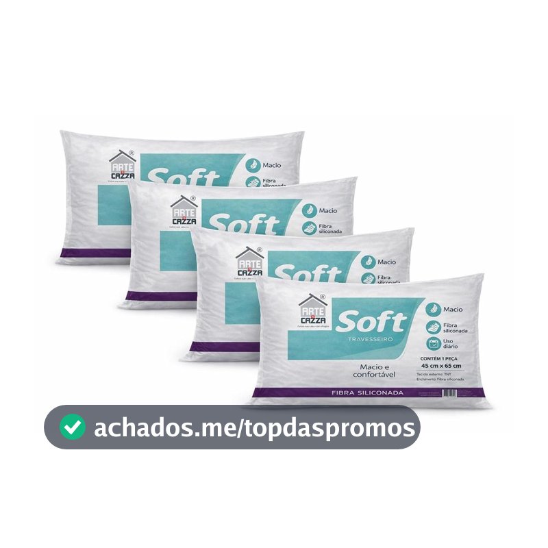 Travesseiro Soft Antialergico Fibra Siliconada Kit 4 Und