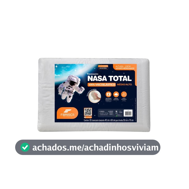Travesseiro NASA Total Fibrasca 13cm Viscoelástico C/ Capa Fixa Médio/Alto
