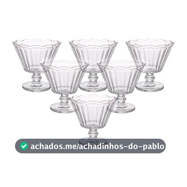 Jogo de Taças de Vidro para Sobremesa Transparente 150ml 6 Peças Haus Concept Lótus