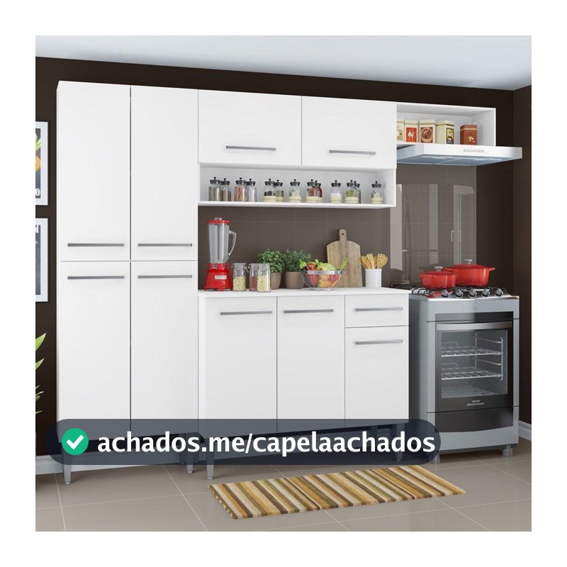 Armário de Cozinha Completa com Armário e Balcão 229cm Emilly Madesa