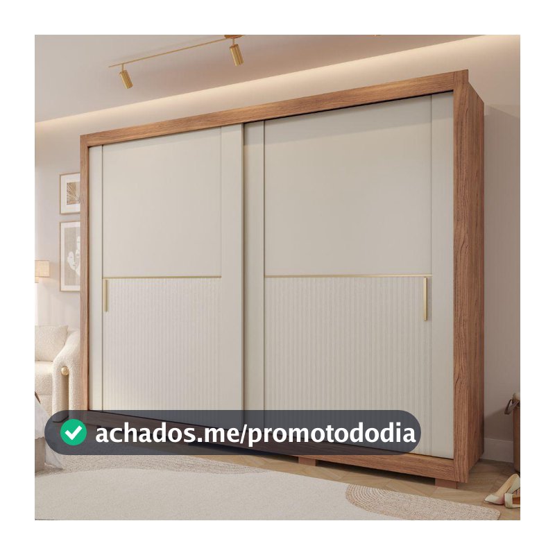 Guarda Roupa Casal 2 Portas de Correr com Pés Em MDF Clarice Panan Móveis