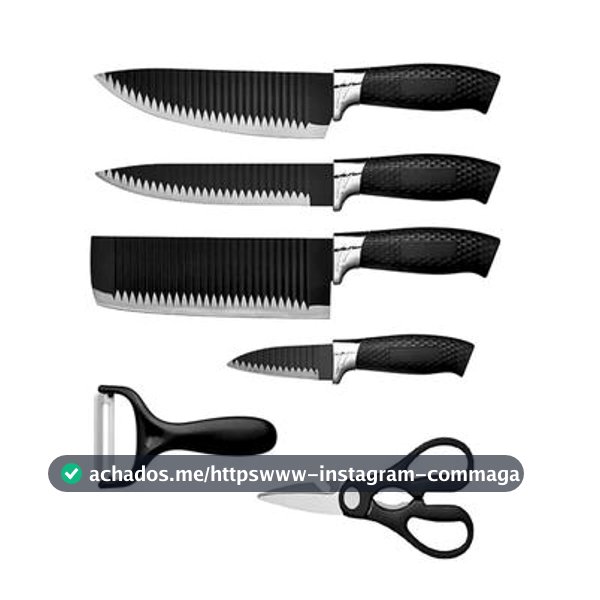 Kit Conjunto Jogo De Facas Antianderente Kit 6 Peças Chef Cozinha Aço Inoxidável Churrasco - Prime - Faca do Chef - Magazine Nessafaustino