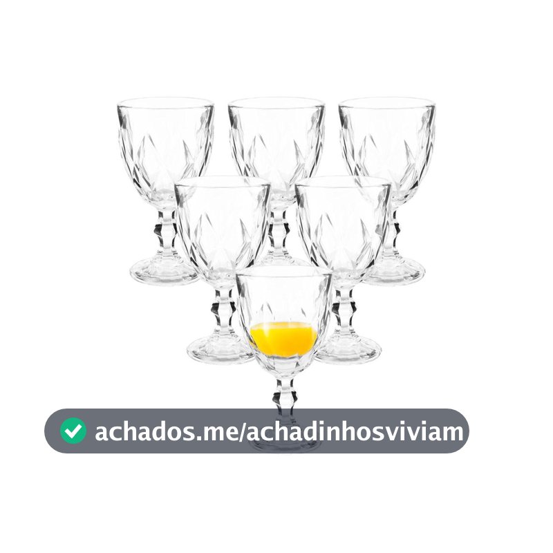 Jogo de Taças para Bebidas de Vidro 330ml - 6 Peças Haus Diamond Empire - Taças