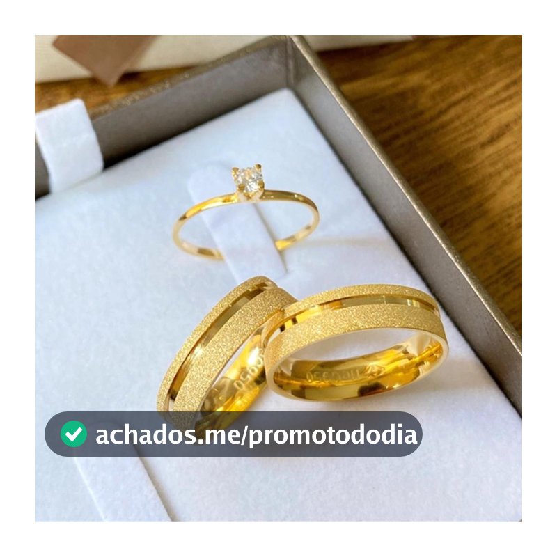 Par de Alianças Santana - 6 mm - Casamento - Tungstênio - Banhadas a Ouro 18 K - Diamantadas - Aliança - Magazine Axadinhos99